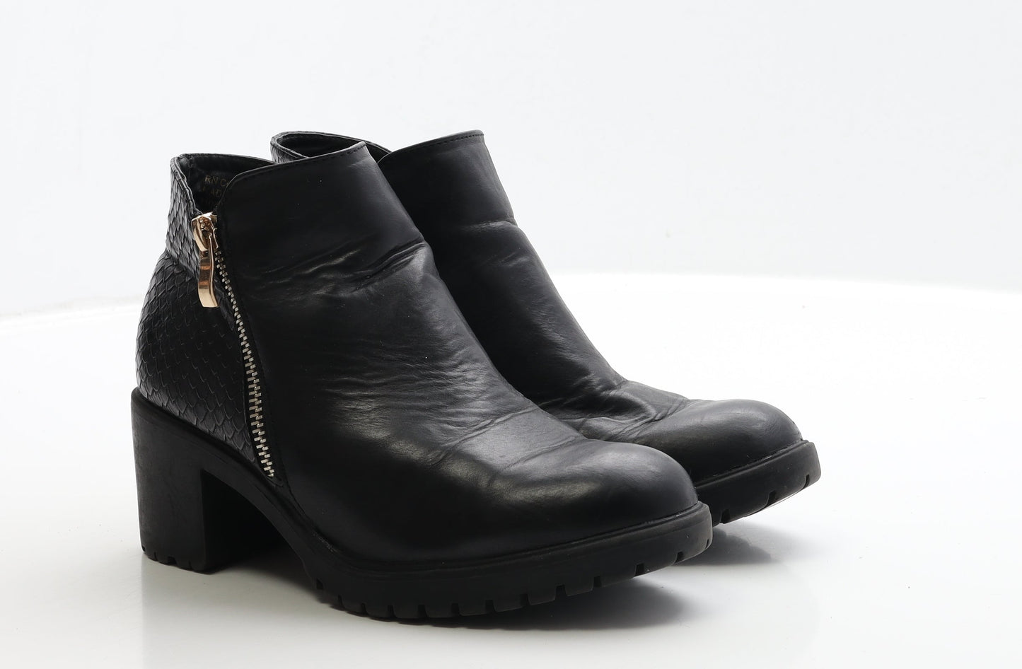 Atmosphere Womens Black Leather Bootie Boot UK 3 36