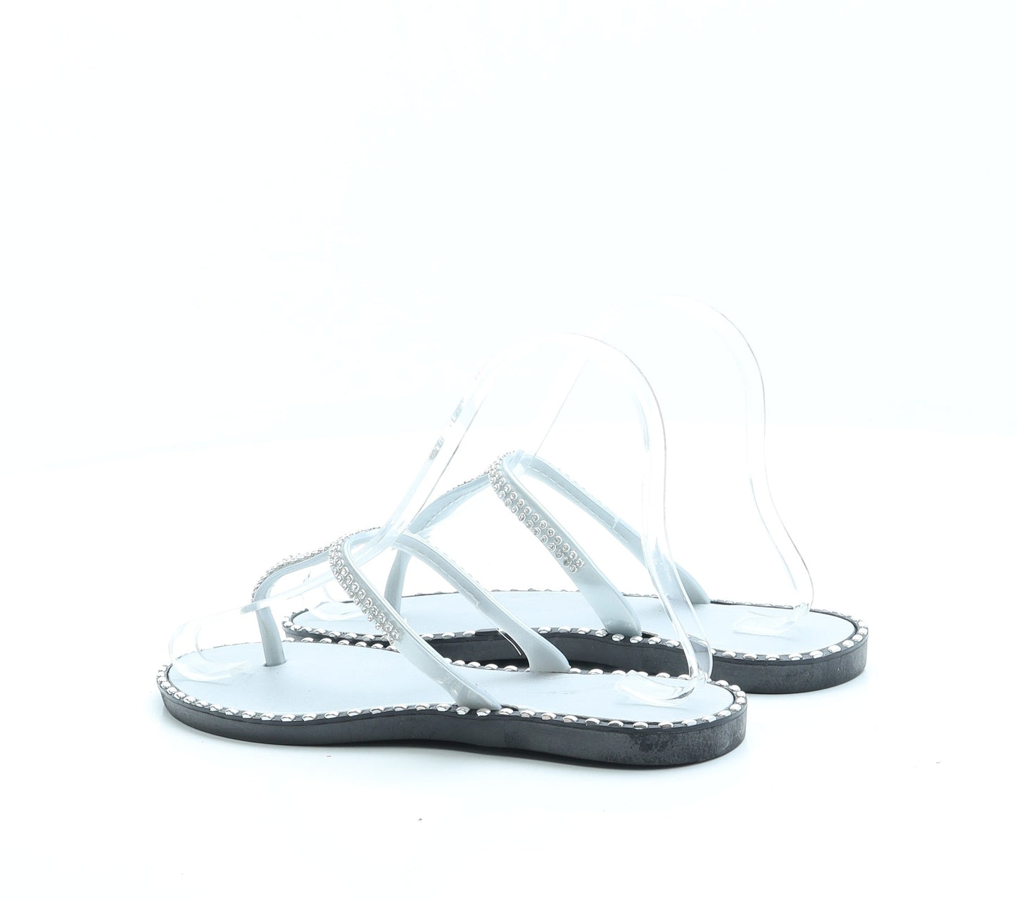 Preworn Womens Silver Polyester Thong Sandal UK 5 38