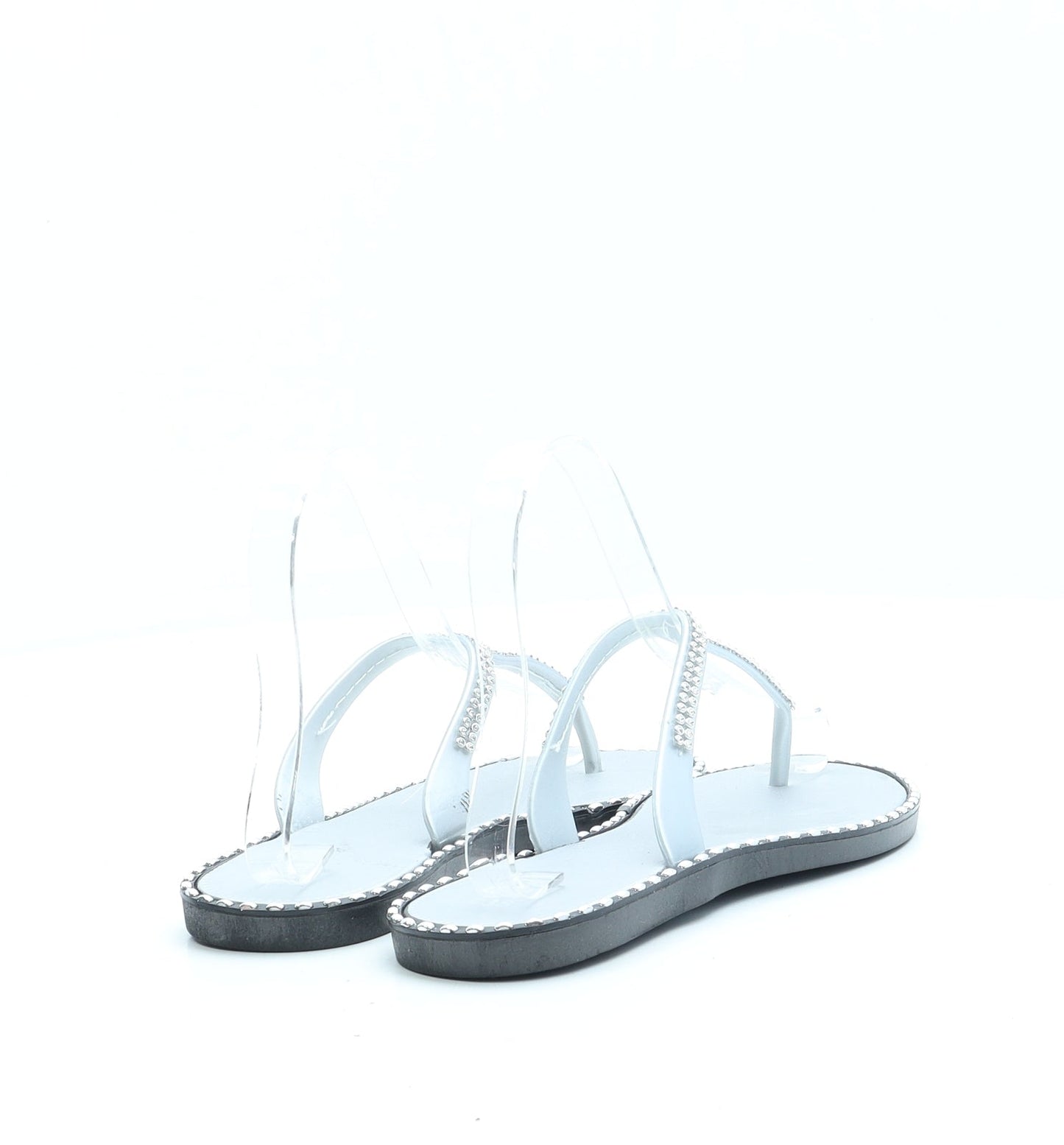Preworn Womens Silver Polyester Thong Sandal UK 5 38