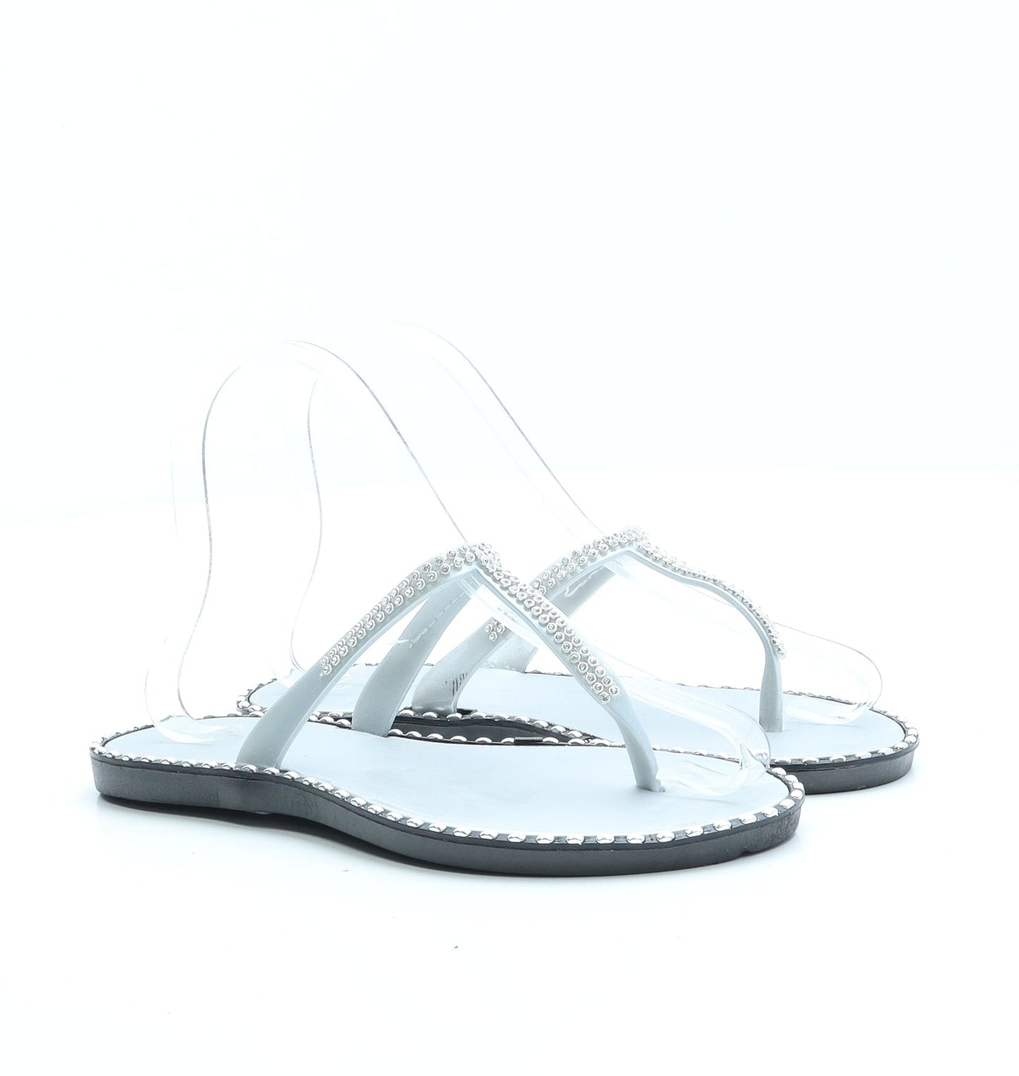 Preworn Womens Silver Polyester Thong Sandal UK 5 38