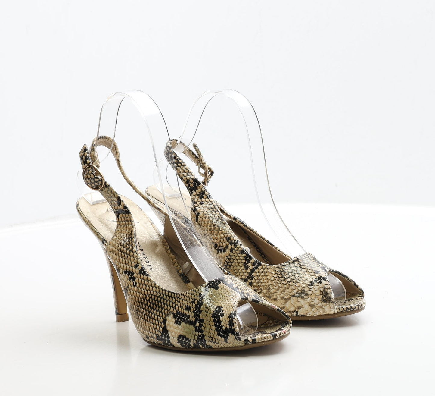 Primark Womens Brown Animal Print Polyester Strappy Heel UK 6 39