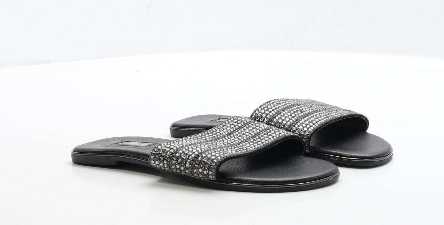 Primark Womens Black Polyester Slip On Sandal UK 4 37