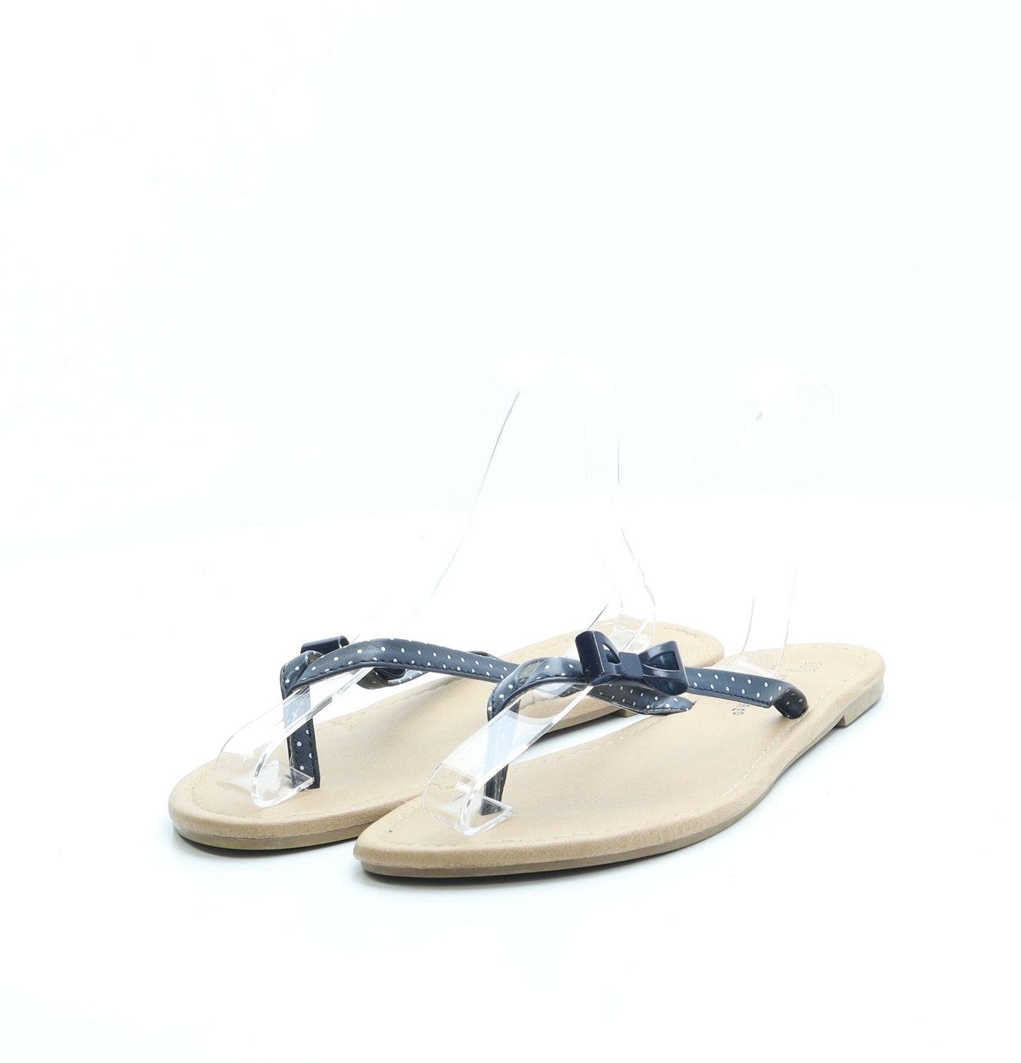 Atmosphere Womens Blue Polka Dot Polyester Thong Sandal UK 5 38 US 7