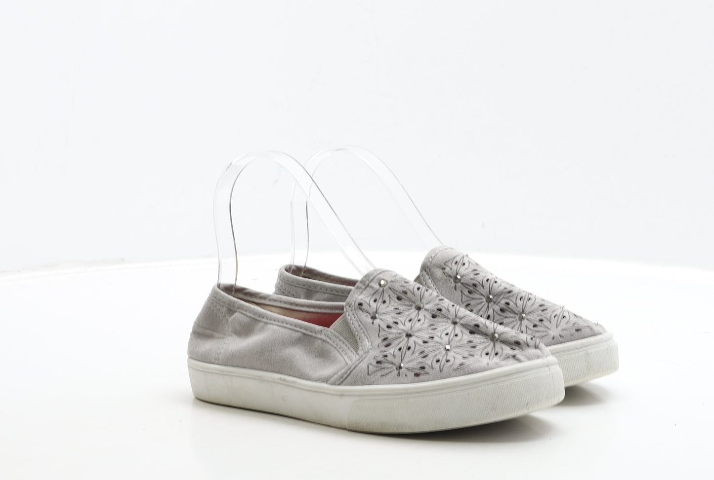 Preworn Womens Grey Suede Loafer Flat UK 4 37