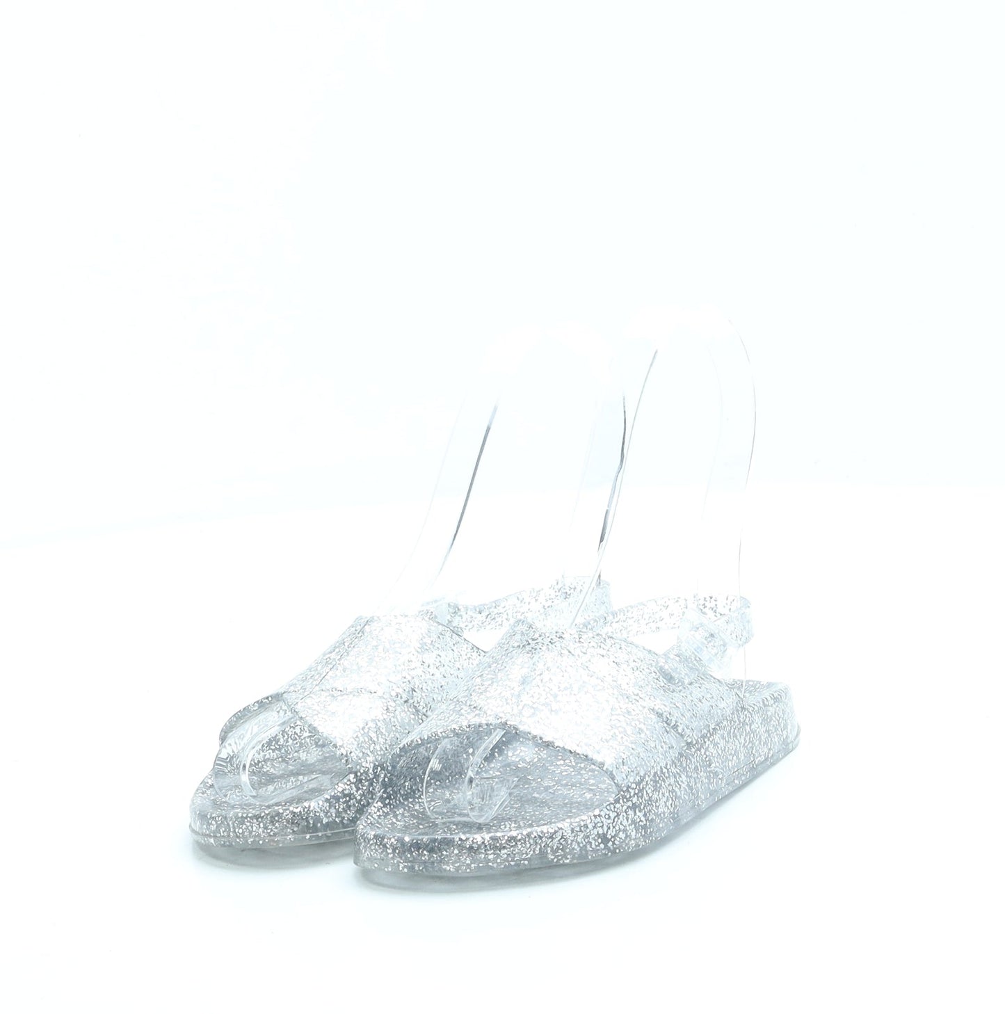 George Girls Silver Rubber Slingback Sandal UK 6 27