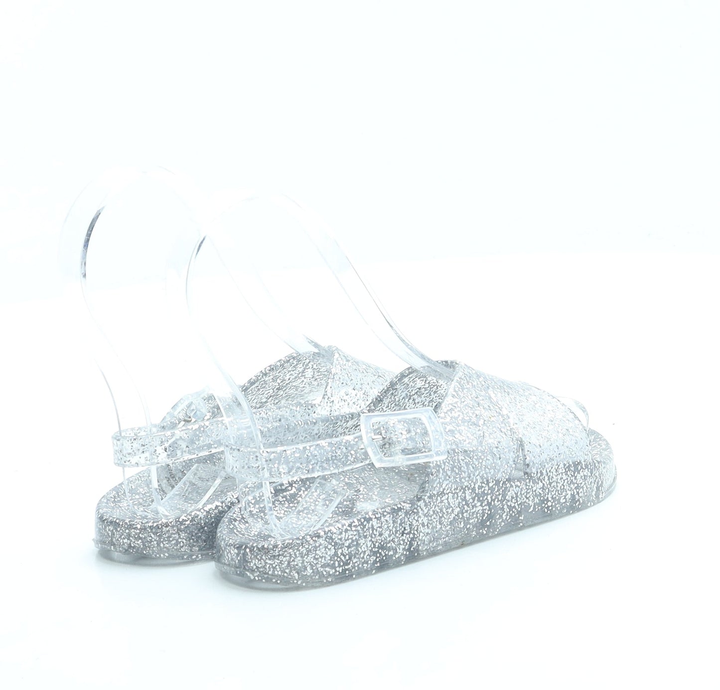 George Girls Silver Rubber Slingback Sandal UK 6 27