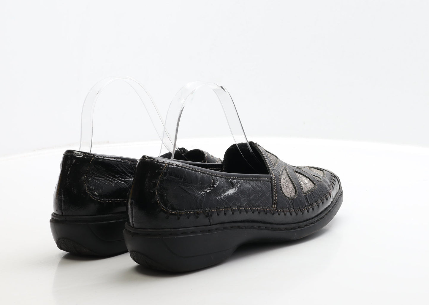 Preworn Womens Black Leather Loafer Flat UK 8 42