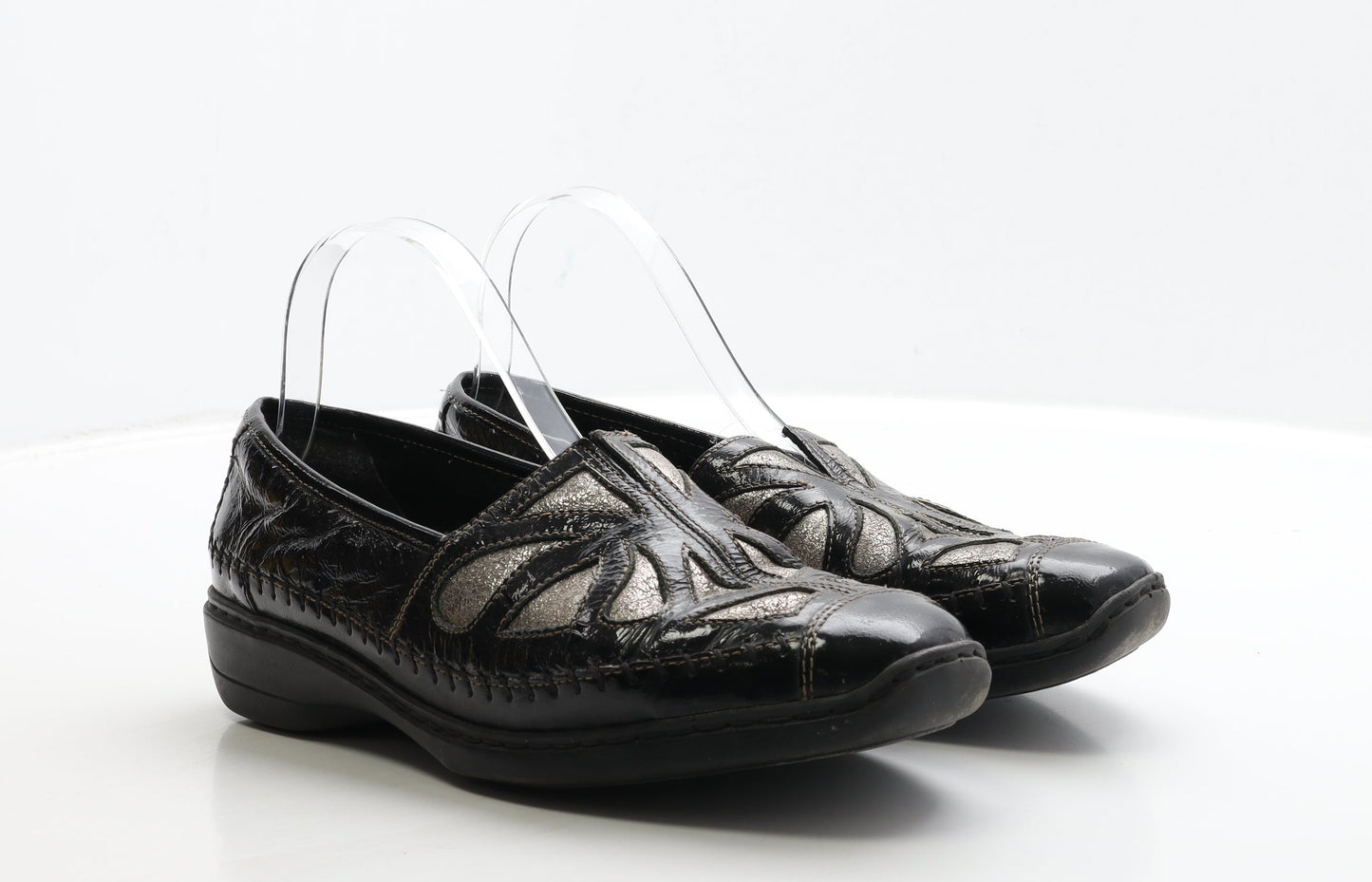 Preworn Womens Black Leather Loafer Flat UK 8 42