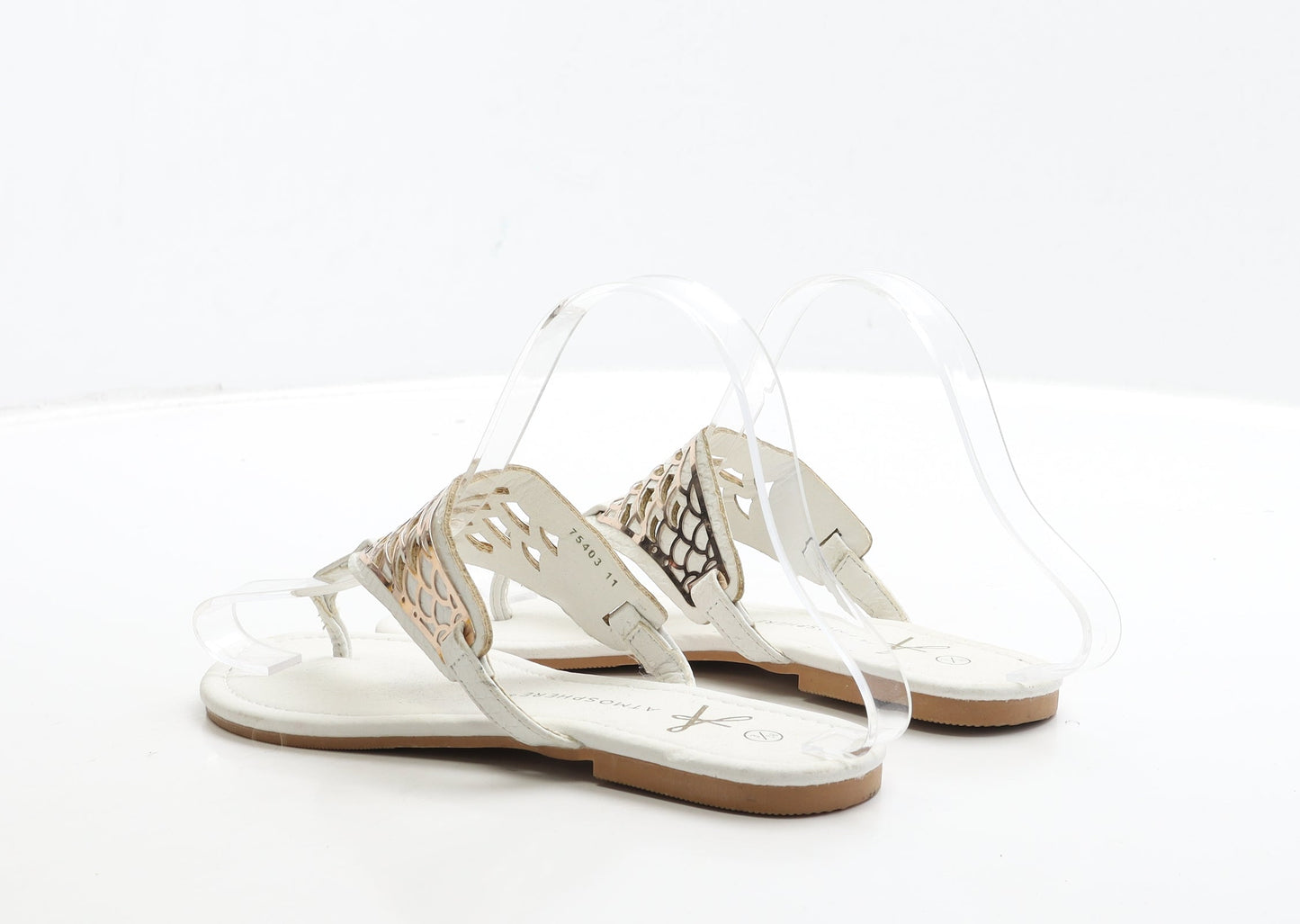 Atmosphere Womens White Leather Thong Sandal UK 3 36