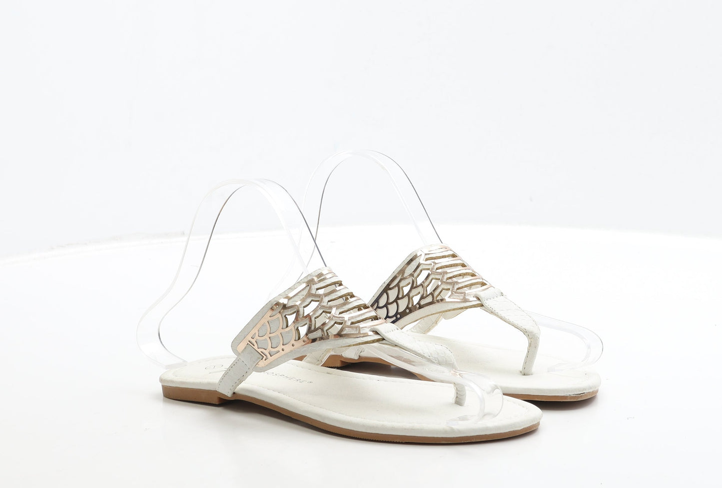 Atmosphere Womens White Leather Thong Sandal UK 3 36