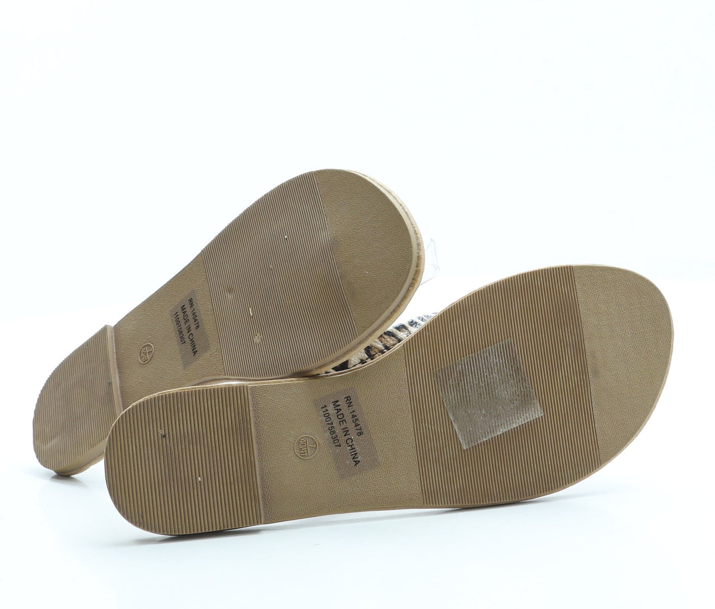 Atmosphere Womens Brown Animal Print Leather Thong Sandal UK 7 40 US 9