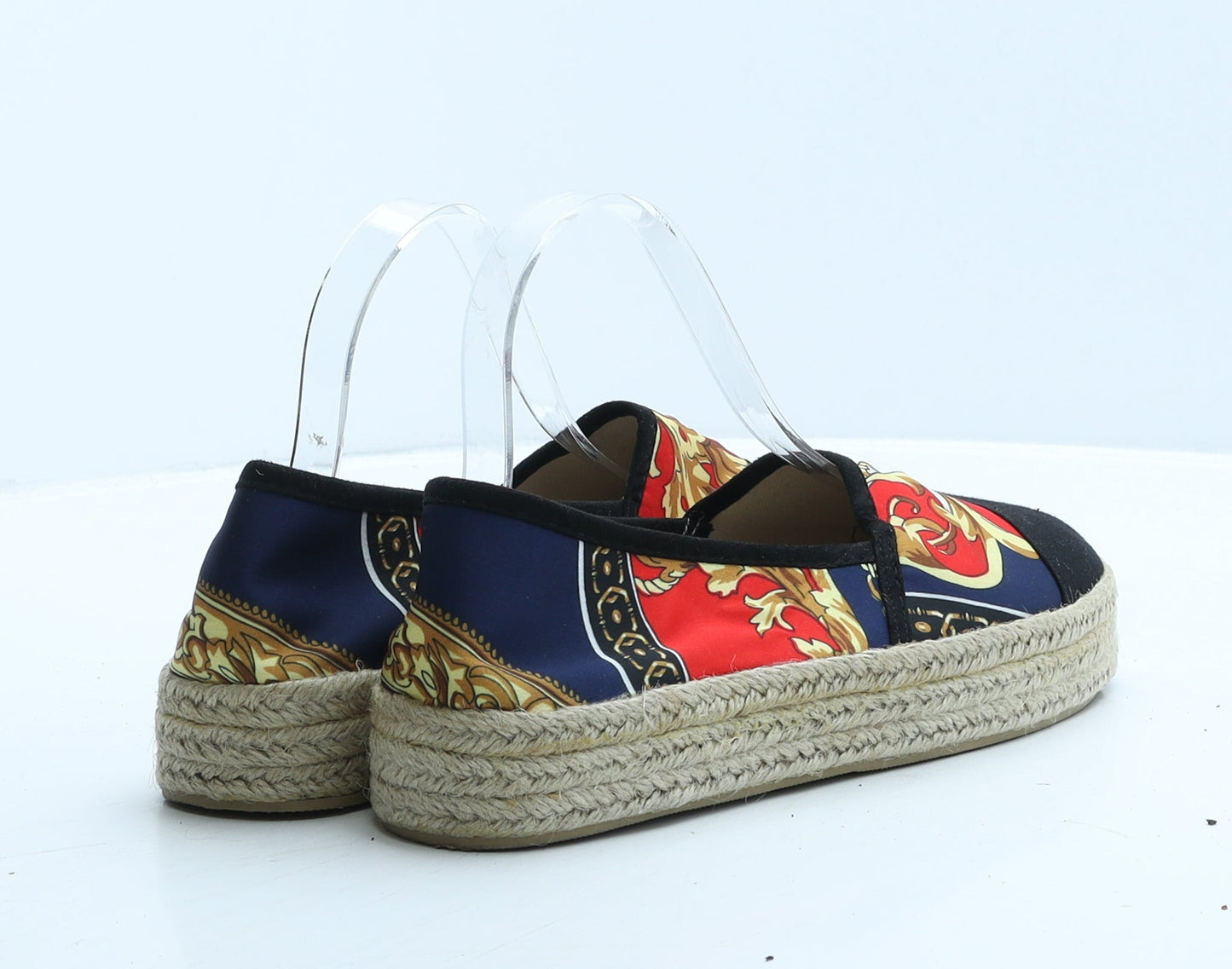 Primark Womens Multicoloured Geometric Polyester Espadrille Casual UK 5 38