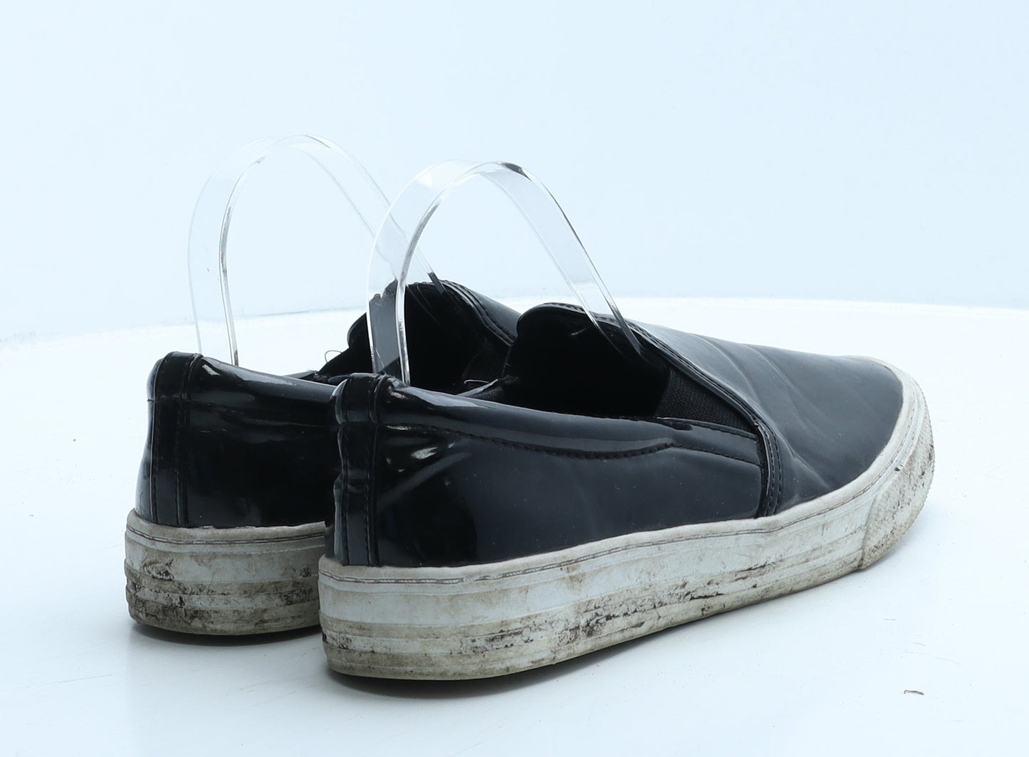 George Womens Black Vinyl Loafer Flat UK 7 41