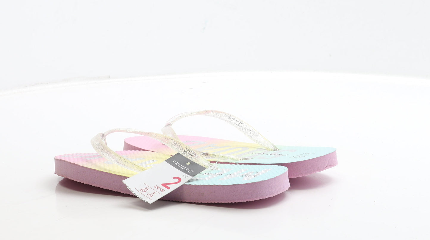 Primark Girls Multicoloured Rubber Thong Sandal UK 2 35