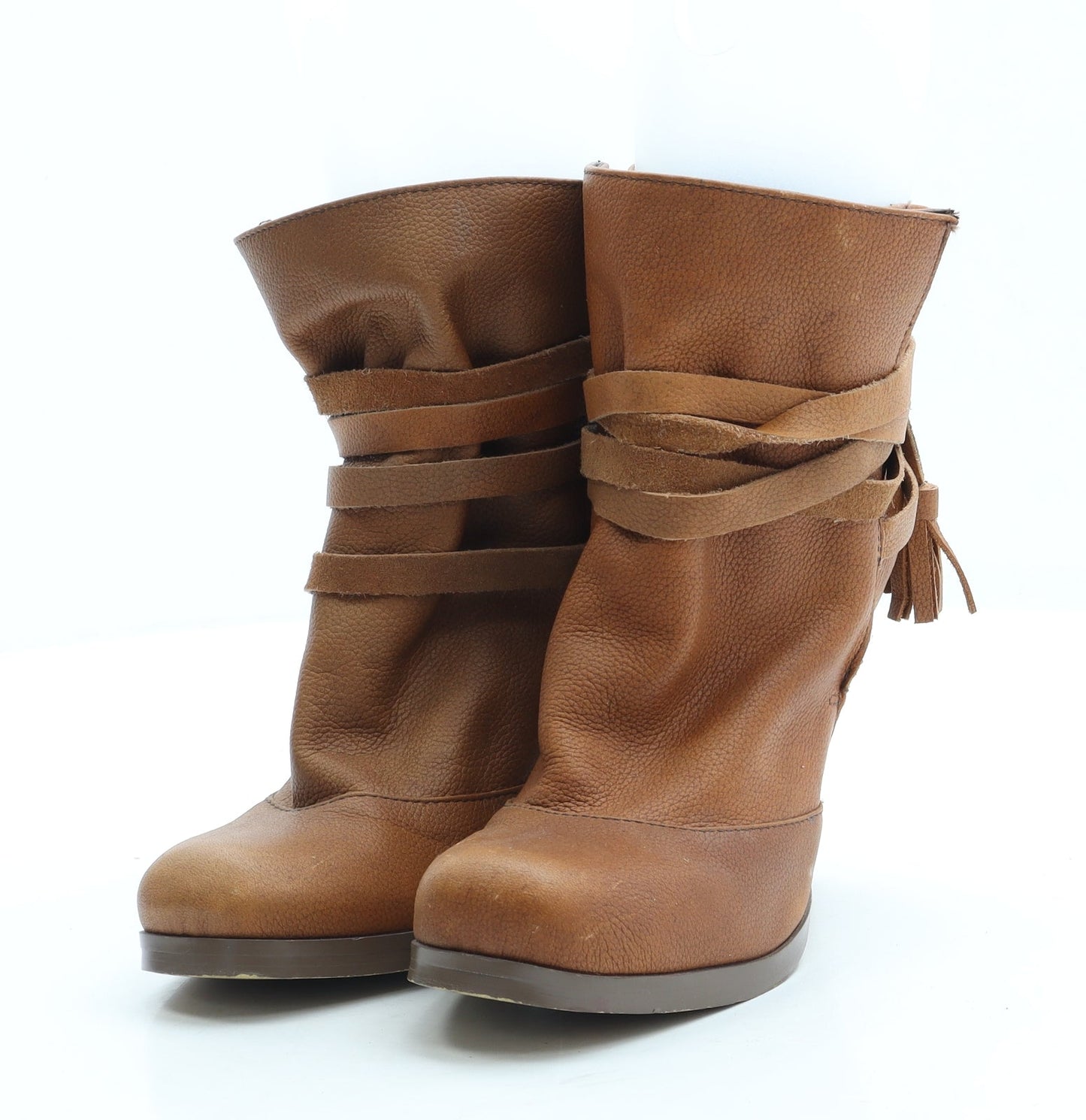 NEXT Womens Brown Leather Bootie Boot UK 2 35 - Estimated UK Size 2