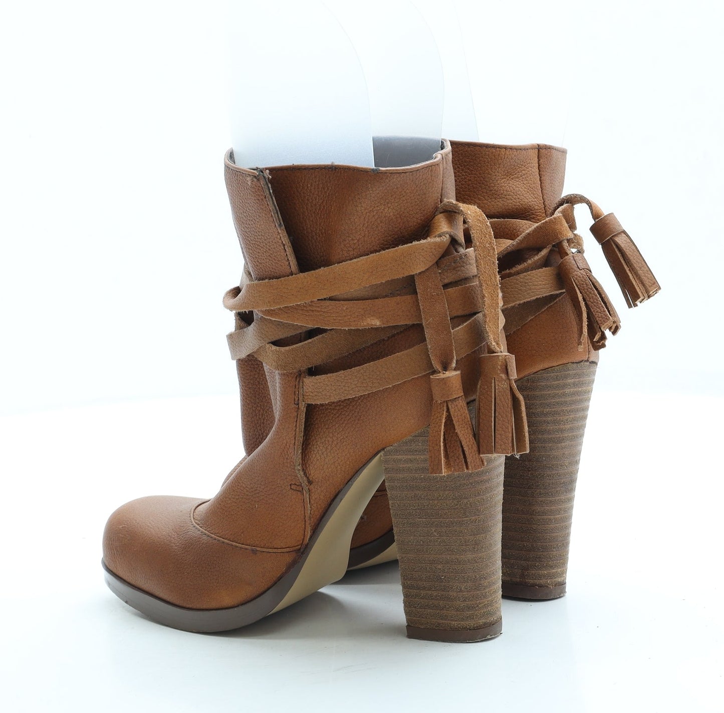 NEXT Womens Brown Leather Bootie Boot UK 2 35 - Estimated UK Size 2