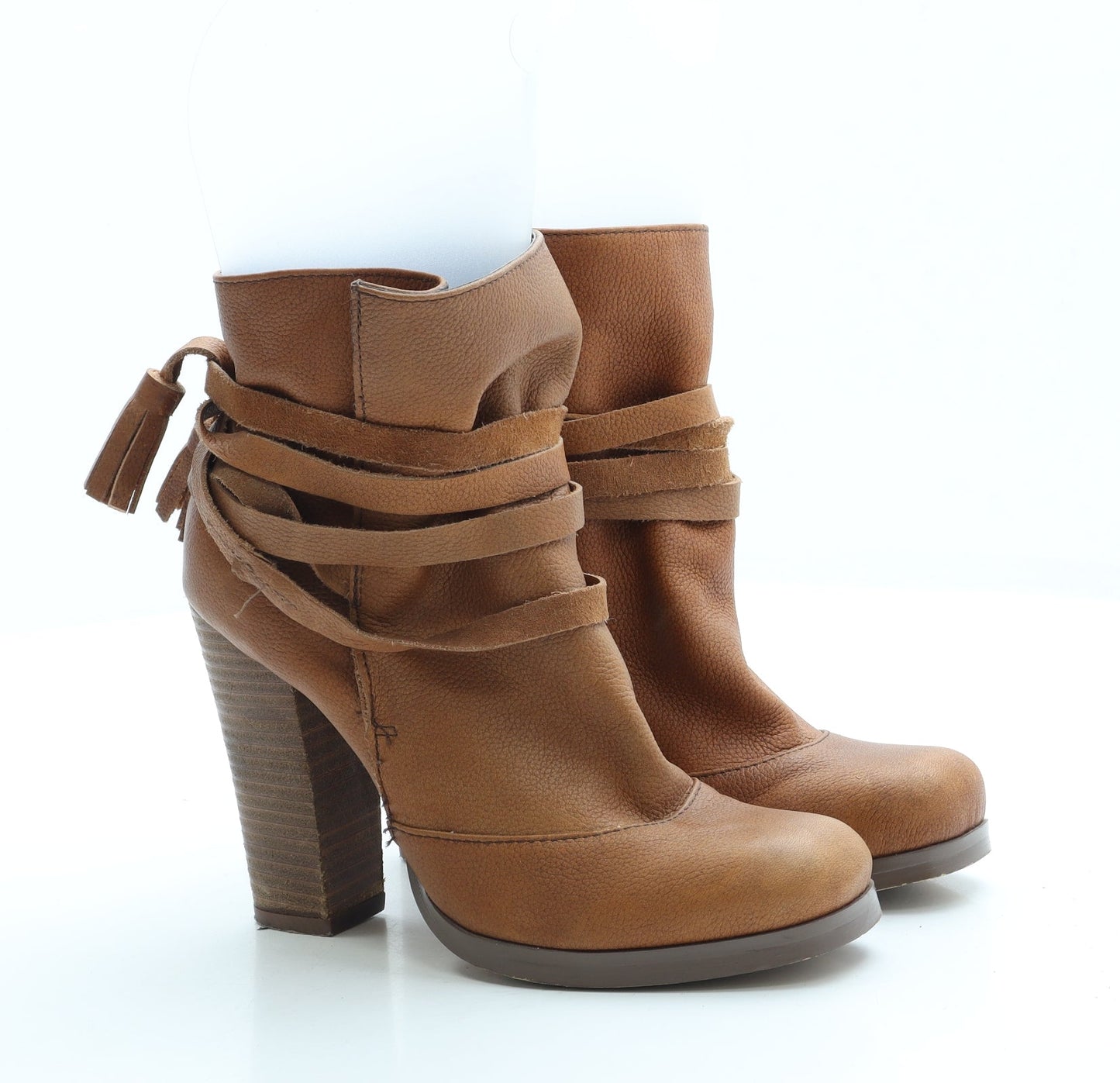 NEXT Womens Brown Leather Bootie Boot UK 2 35 - Estimated UK Size 2