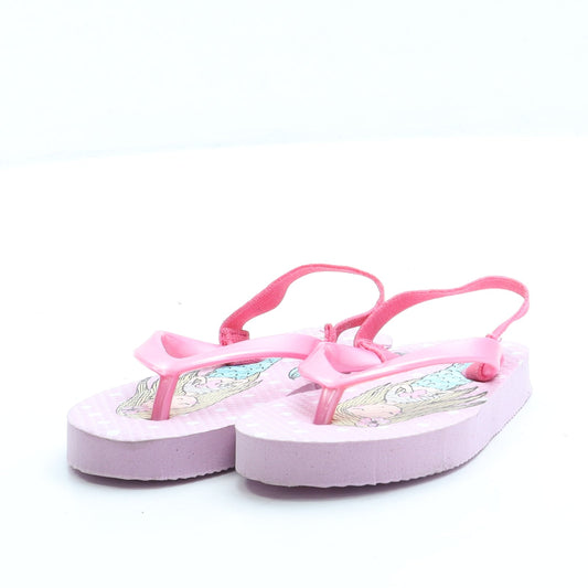 Preworn Girls Pink Polka Dot Rubber Slingback Sandal UK 6 - Mermaid