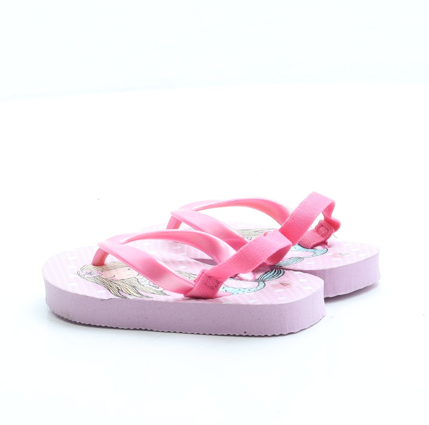 Preworn Girls Pink Polka Dot Rubber Slingback Sandal UK 6 - Mermaid