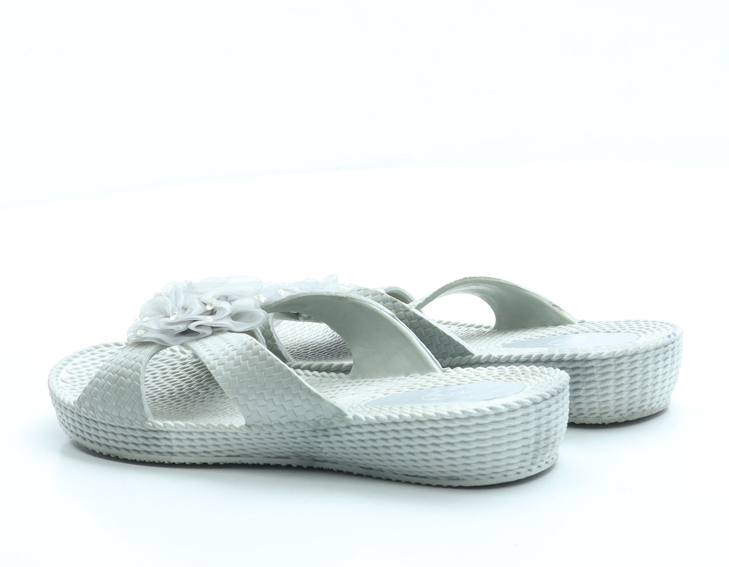 Preworn Womens Blue Rubber Slip On Sandal UK 3 36 - Flower