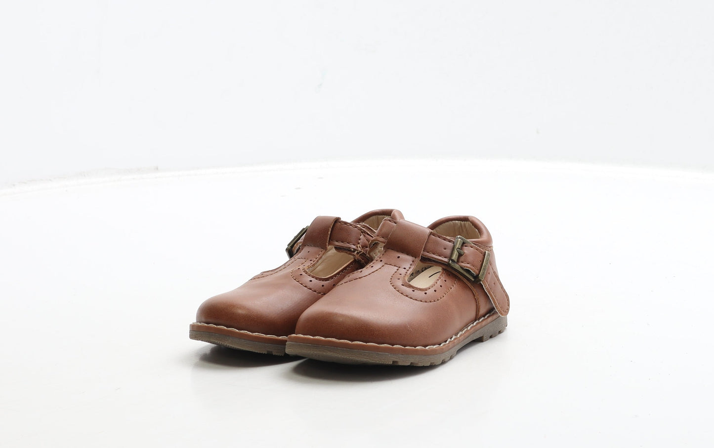 Preworn Girls Brown Leather Mary Jane Casual UK 3