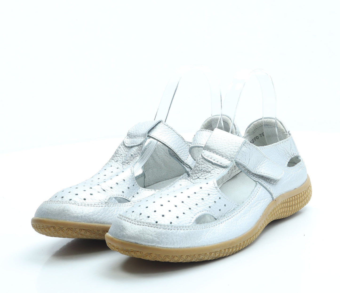 Damart Womens Silver Leather Flat UK 7 41