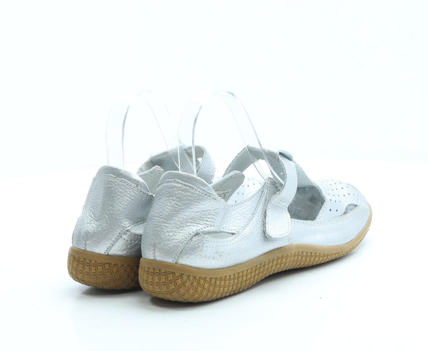 Damart Womens Silver Leather Flat UK 7 41