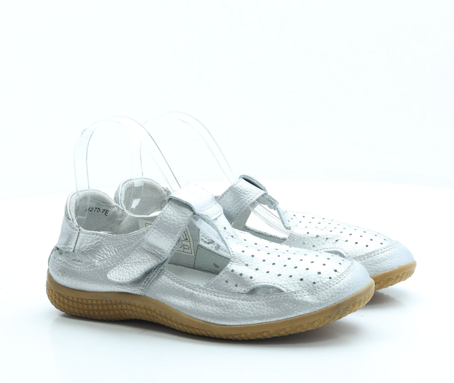 Damart Womens Silver Leather Flat UK 7 41