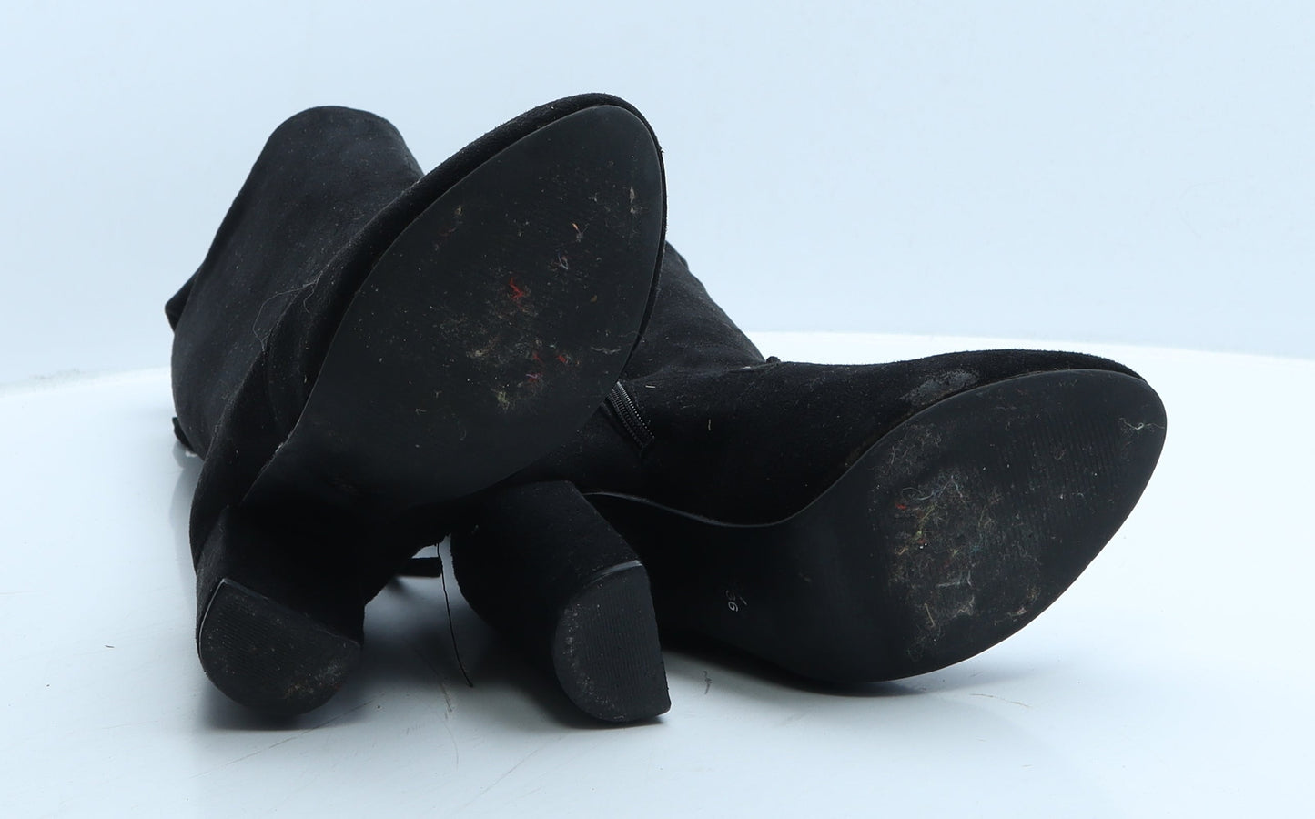 Preworn Womens Black Suede Slip On Boot UK 3 36