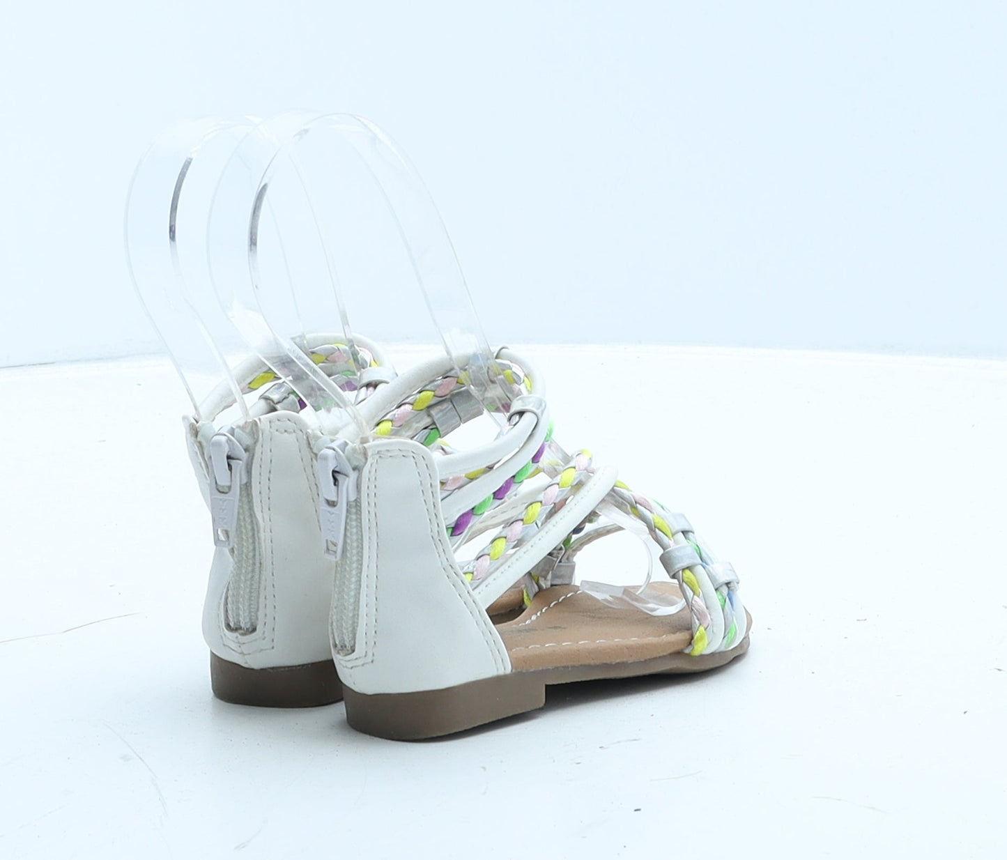 George Girls White Leather Gladiator Sandal UK 5 - Braids