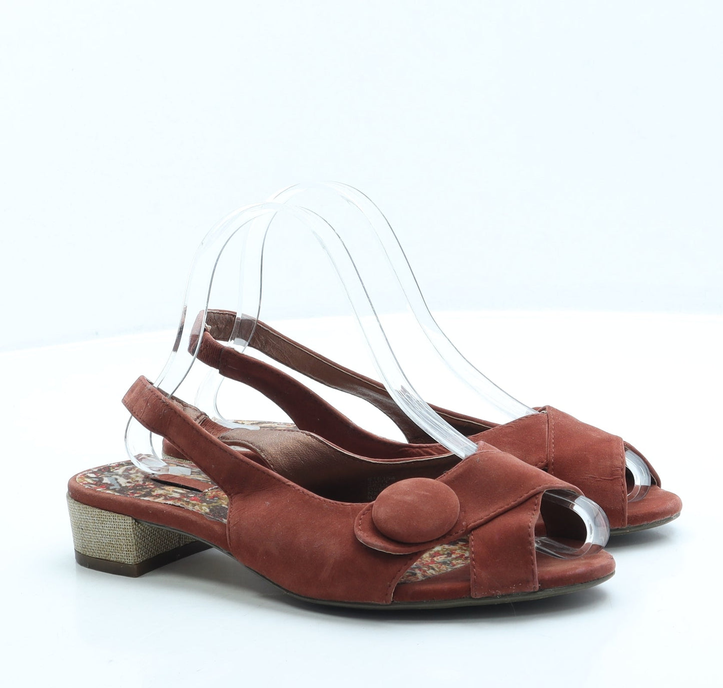 Preworn Womens Brown Suede Slingback Flat UK 5 38