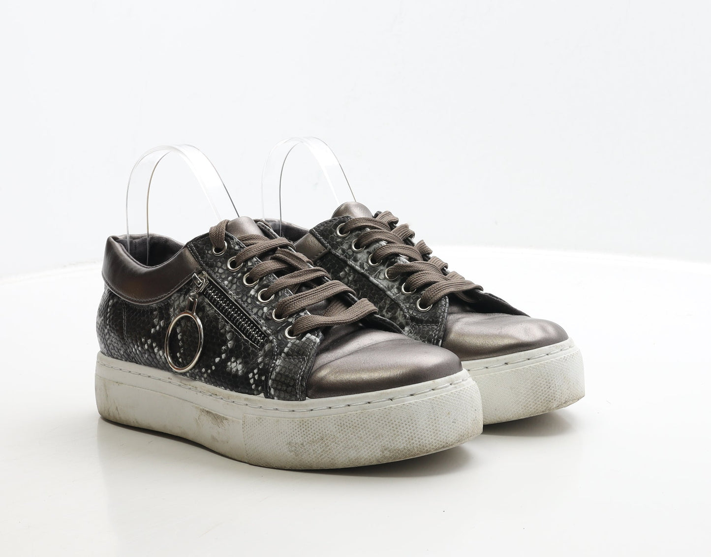 Krush Womens Brown Geometric Polyester Trainer UK 7