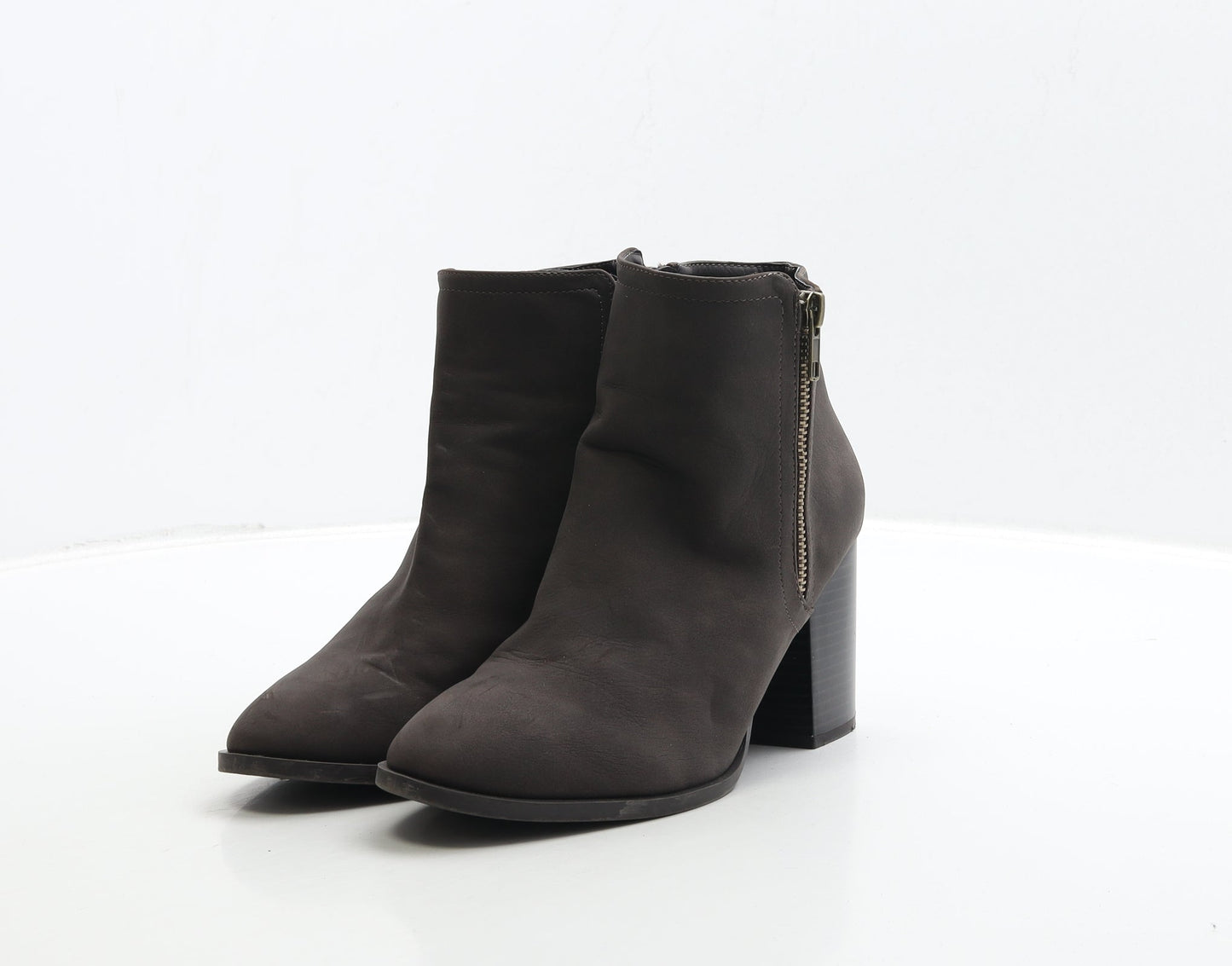 Primark Womens Brown Leather Bootie Boot UK 5 38