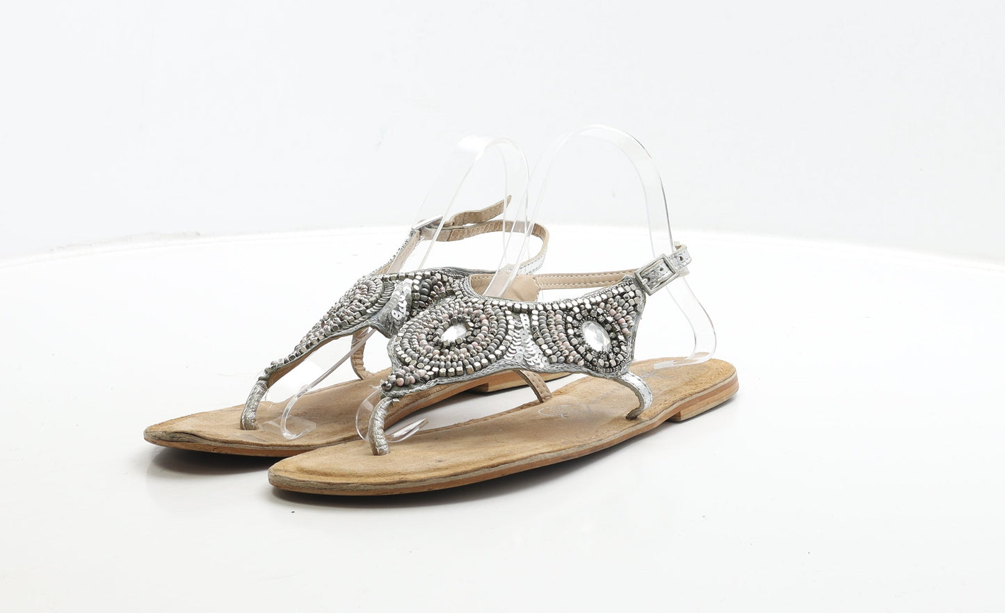 Atmosphere Womens Silver Polyester Thong Sandal UK 8