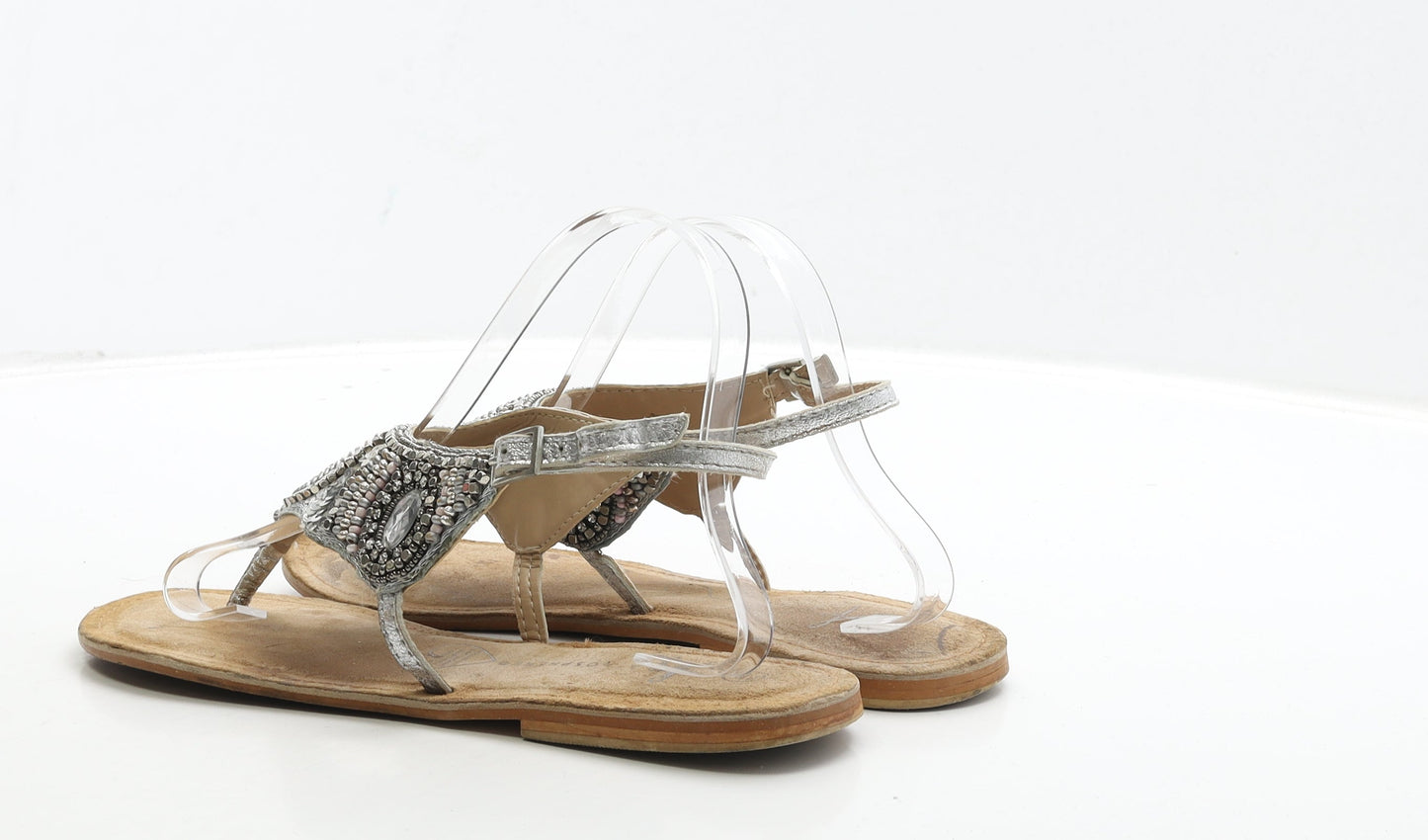 Atmosphere Womens Silver Polyester Thong Sandal UK 8