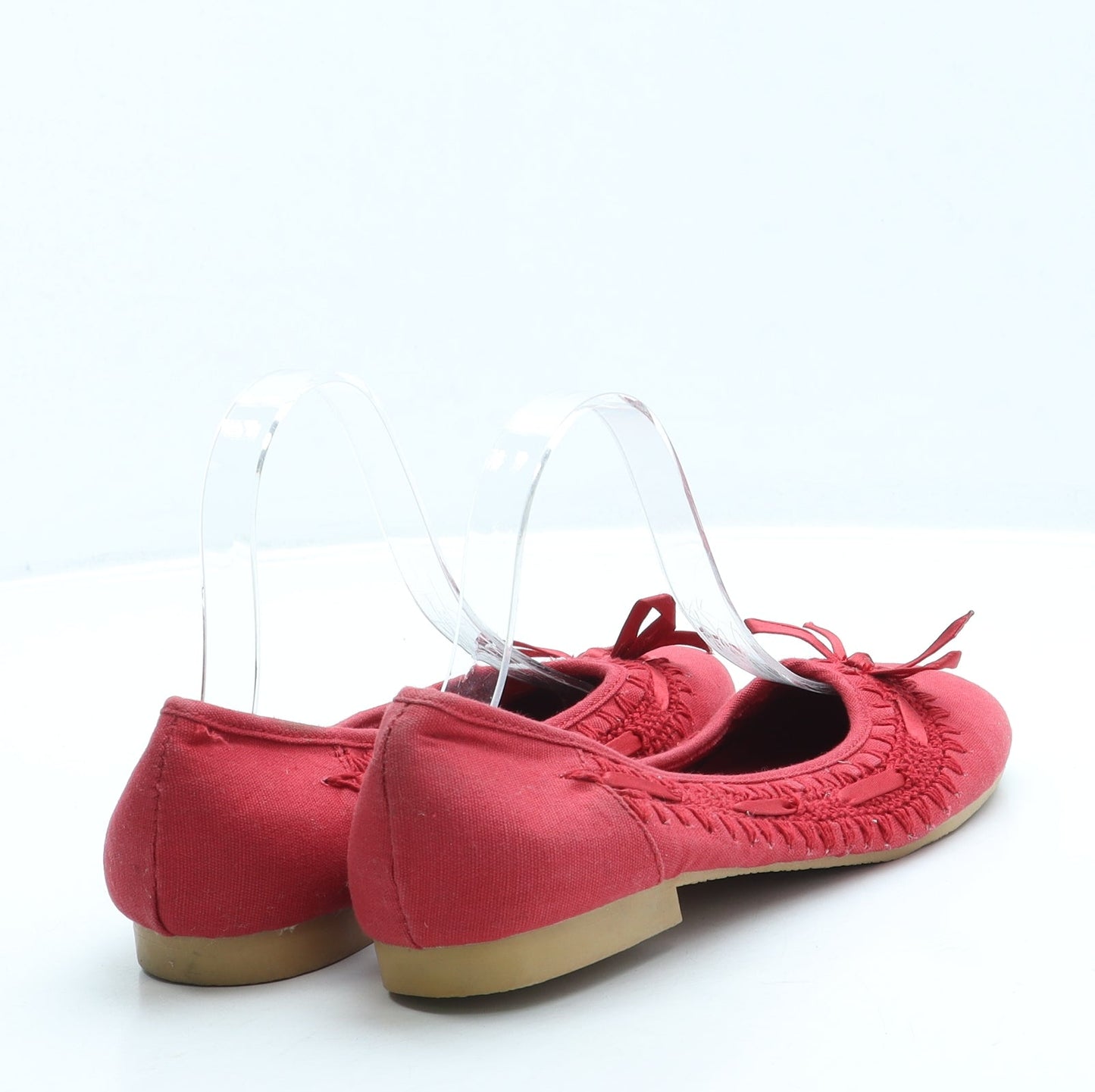 Preworn Womens Red Polyester Ballet Flat UK 7
