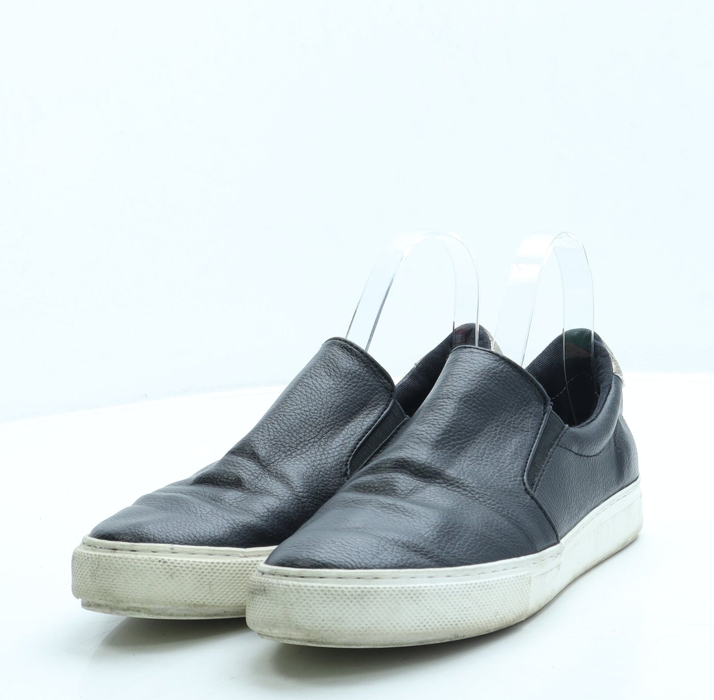 Preworn Womens Black Leather Slip On Flat UK 6.5 40