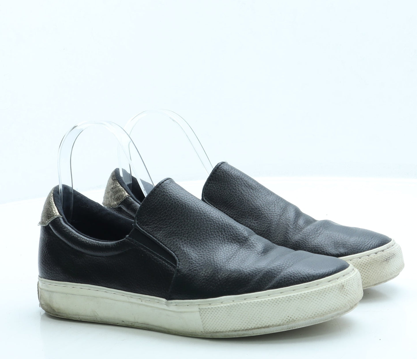 Preworn Womens Black Leather Slip On Flat UK 6.5 40