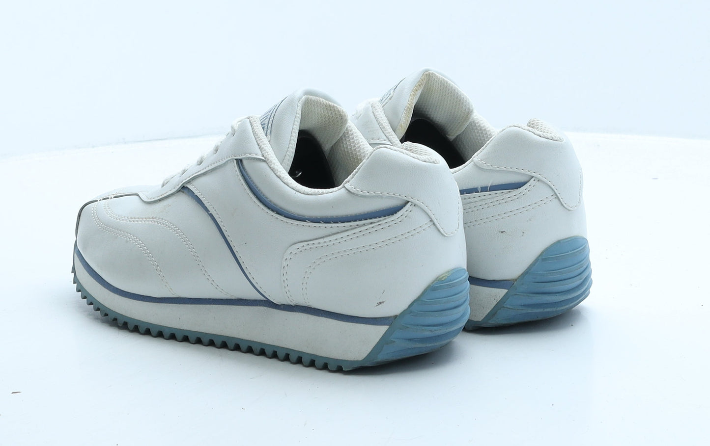 Active Womens White Geometric Leather Trainer UK 4 37
