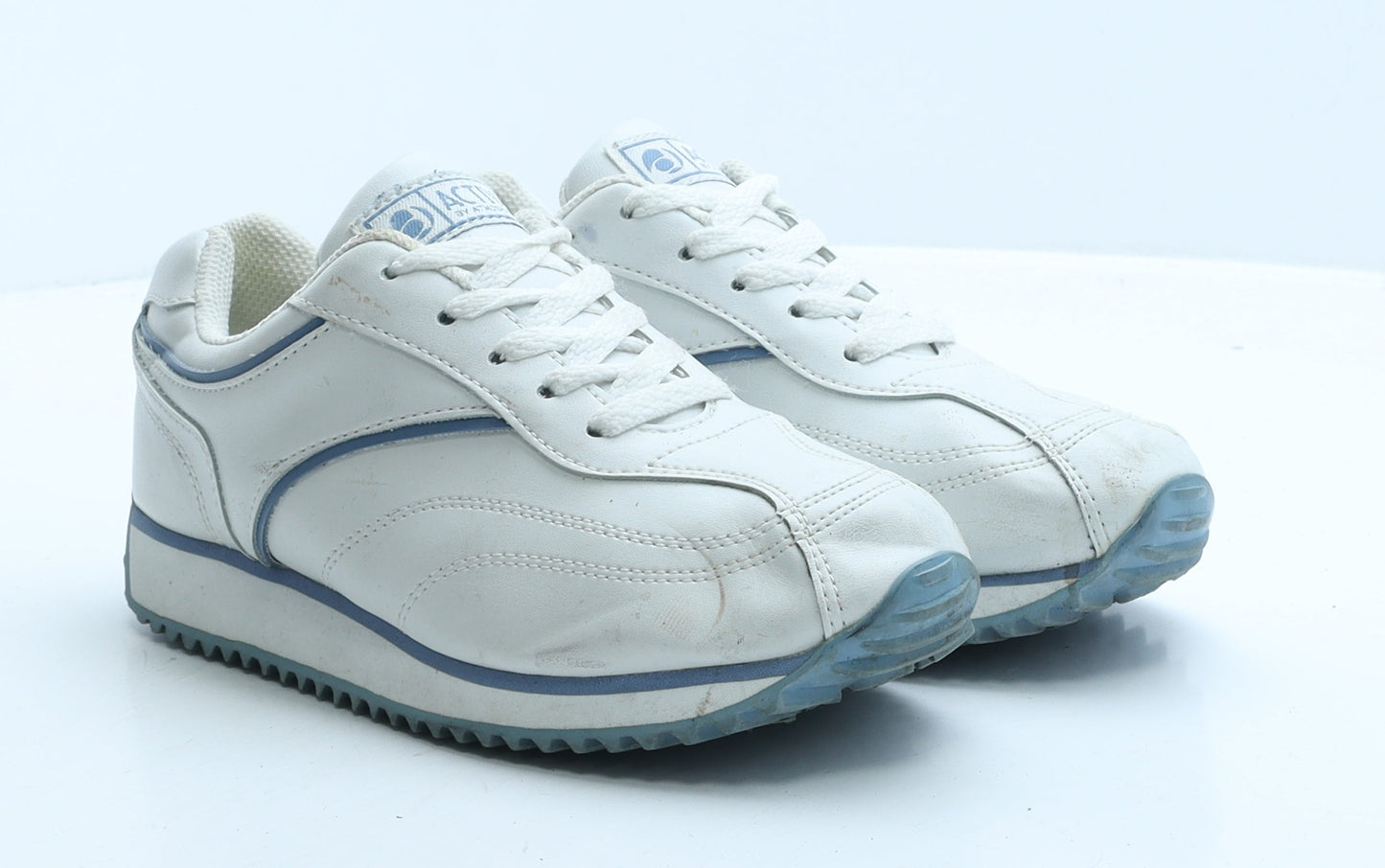 Active Womens White Geometric Leather Trainer UK 4 37