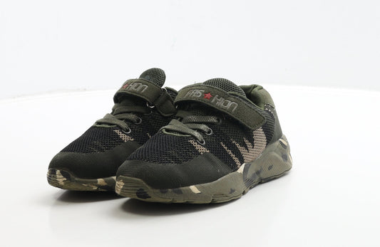 Preworn Boys Green Camouflage Polyester Trainer UK 2 32