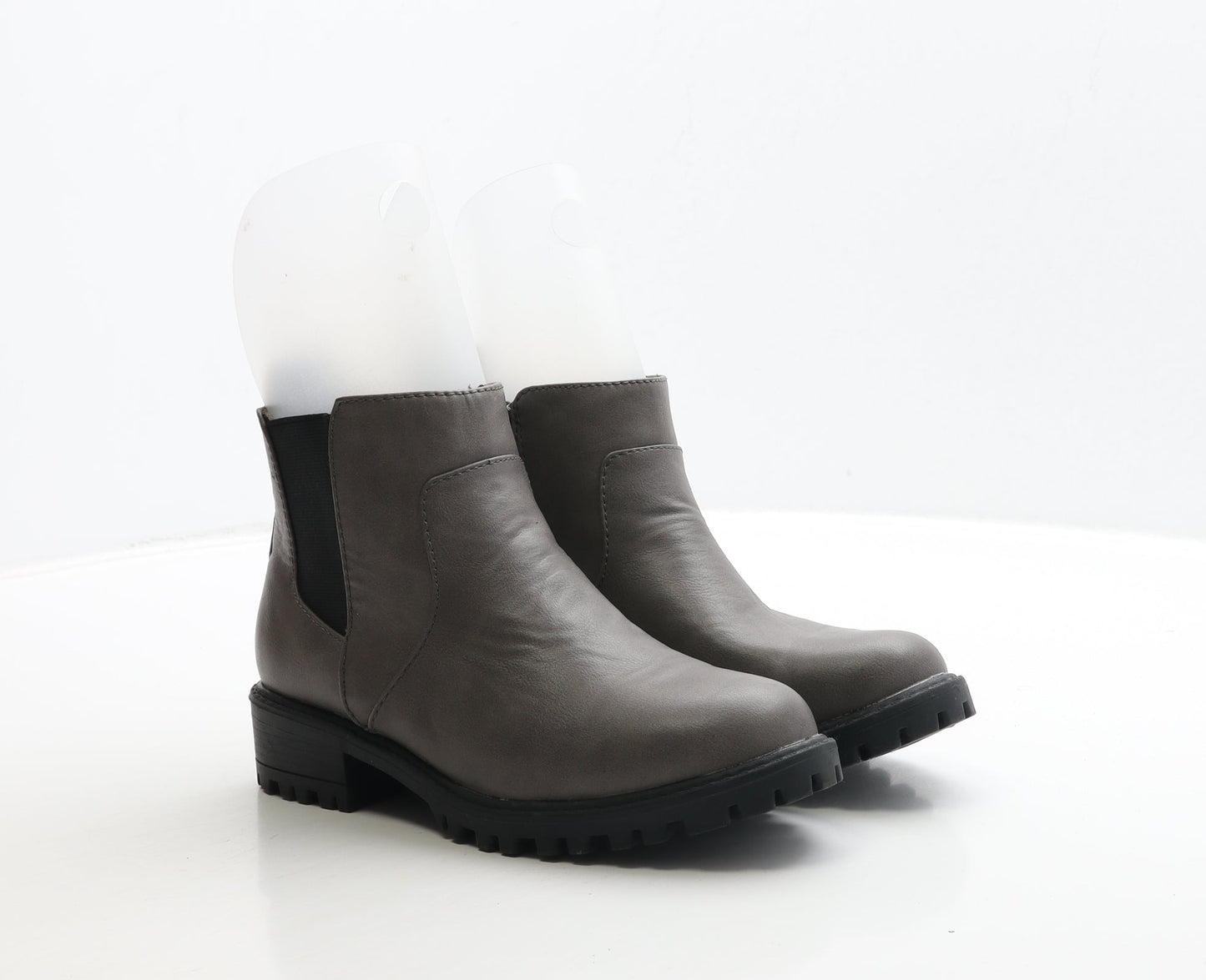 Atmosphere Womens Grey Leather Chelsea Boot UK 3 36