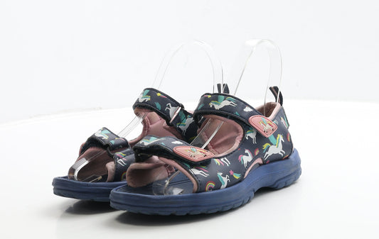 Preworn Girls Blue Polyester Slingback Sandal UK 1 33 - Unicorn Detail