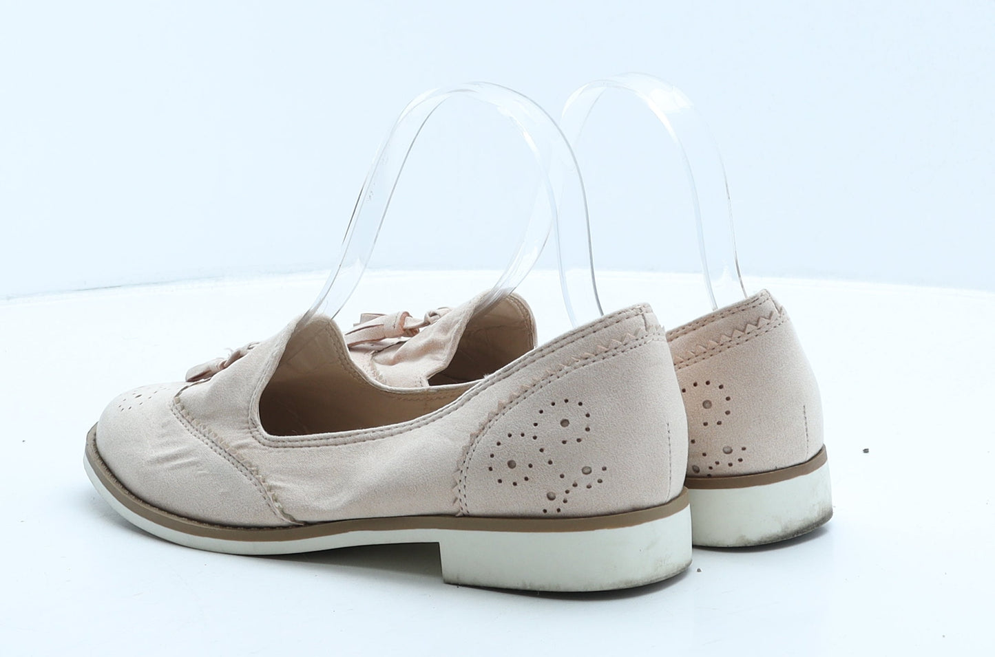 Primark Womens Pink Suede Loafer Casual UK 4 37 - Brogue Style