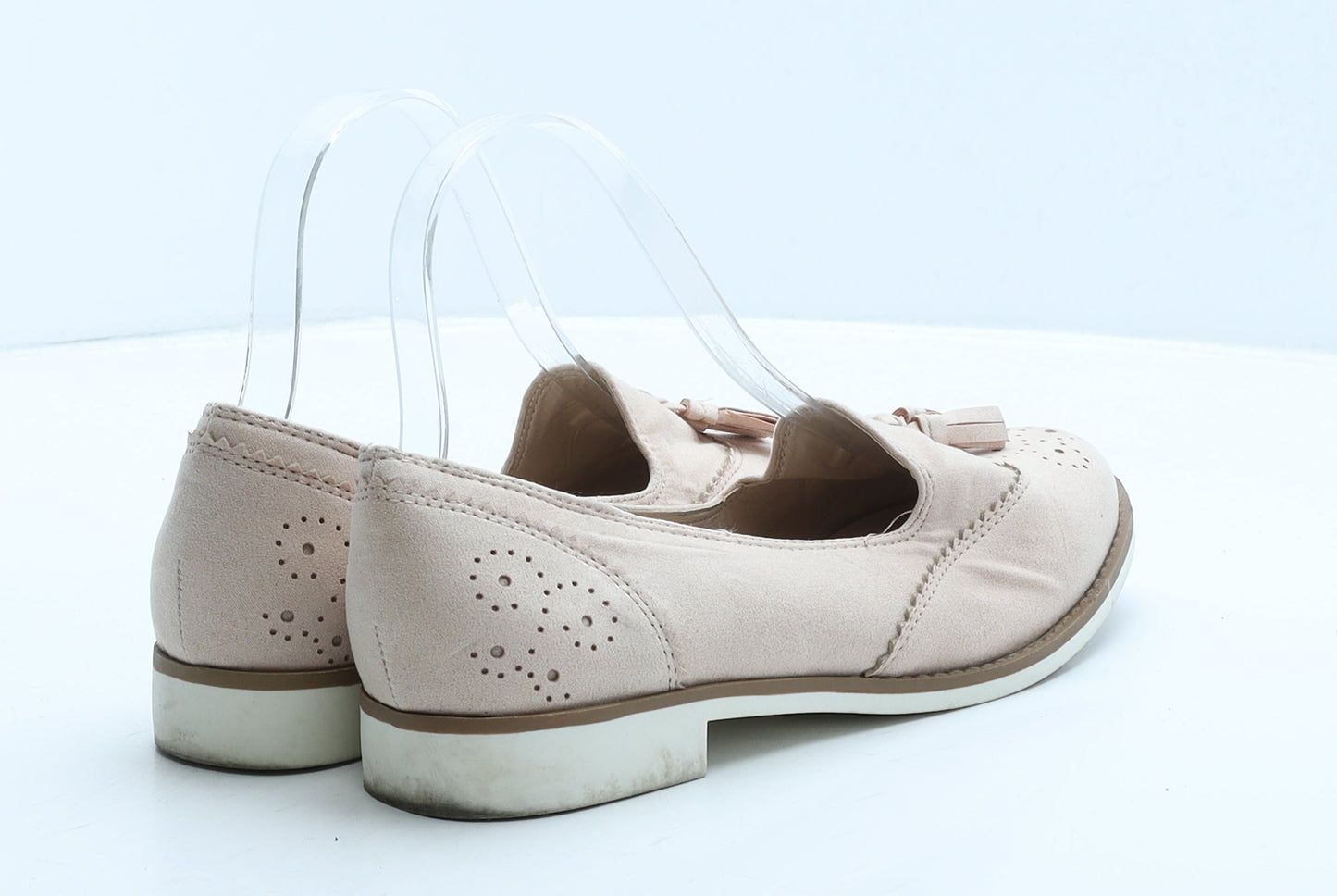 Primark Womens Pink Suede Loafer Casual UK 4 37 - Brogue Style