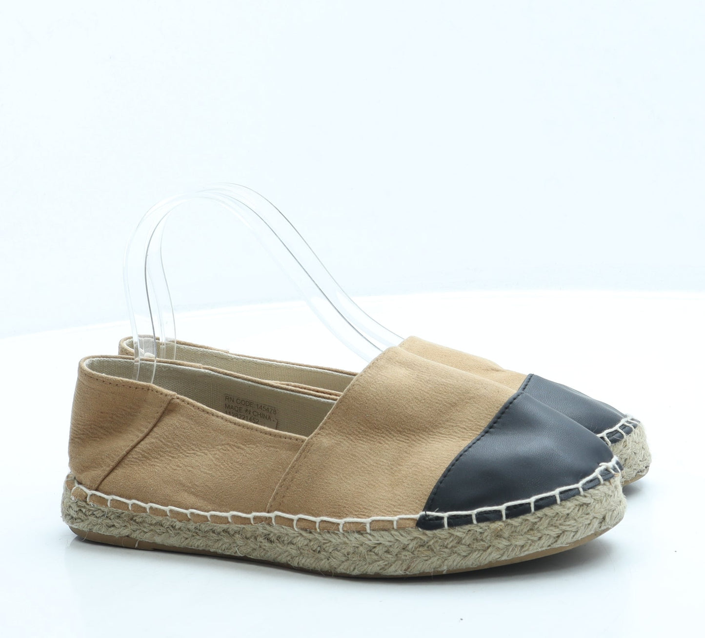 Primark Womens Brown Colourblock Polyester Espadrille Casual UK 5 38 6.5