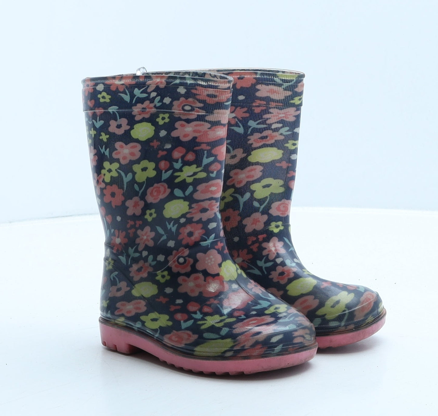 Preworn Girls Multicoloured Floral Rubber Wellies Boot UK 5