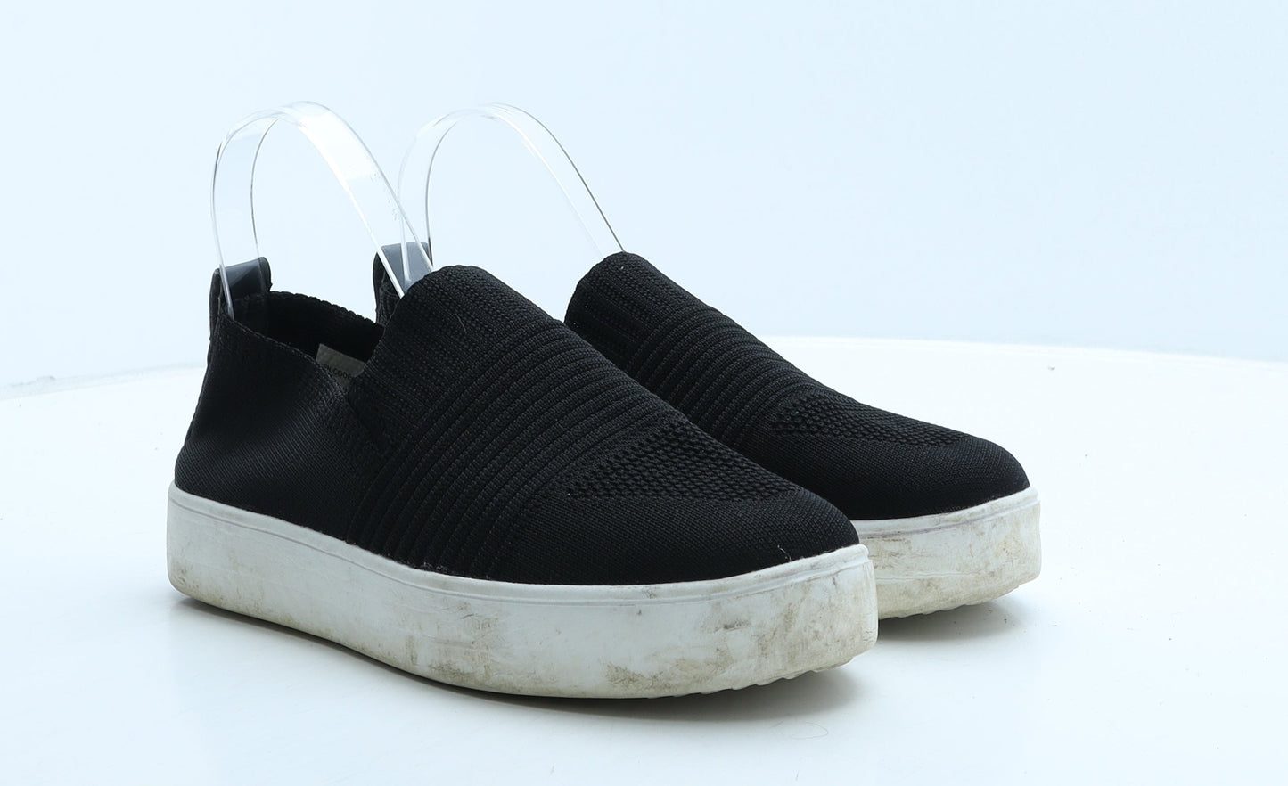 Primark Womens Black Geometric Fabric Loafer Casual UK 7