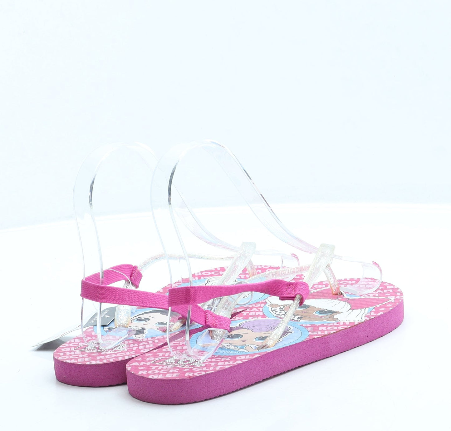 Primark Girls Pink Geometric Rubber Slingback Sandal UK 2 35 US 3 - LOL Dolls
