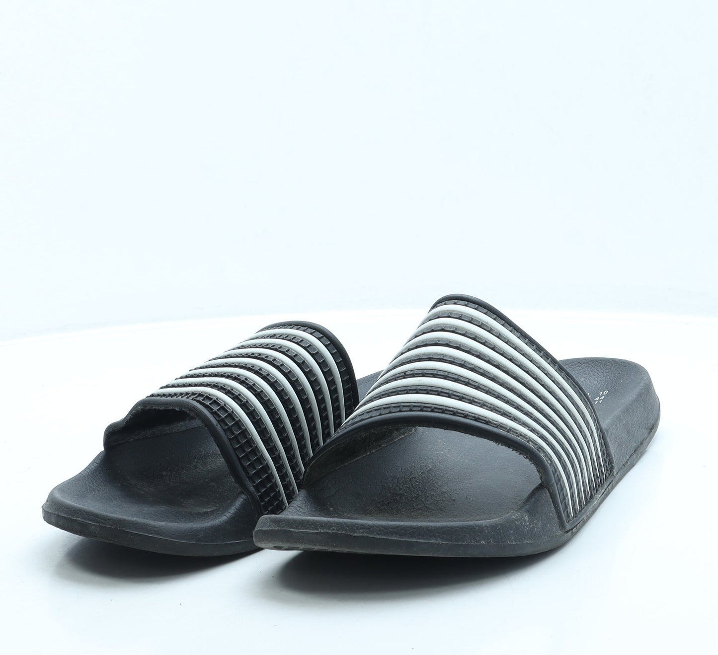 Primark Womens Black Striped Rubber Slider Sandal UK 10 44 US 11
